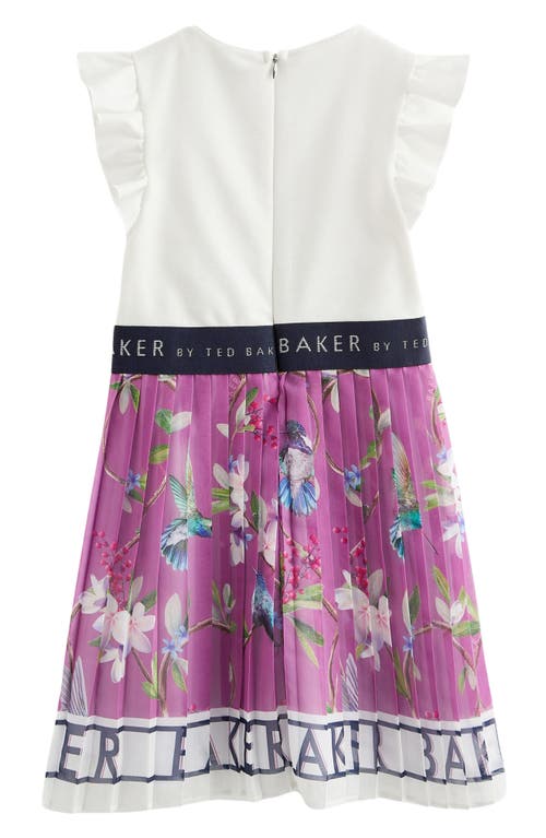 Baker By Ted Baker Kids' Floral Mixed Media Dress In Purple