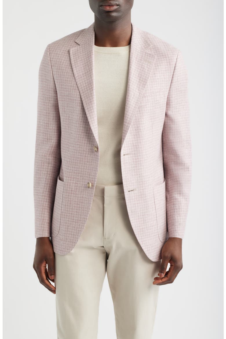 Hyperlight Soft Pink Check Linen Blend Sport Coat, Main, color, PINK