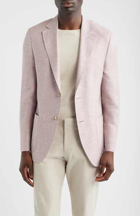 Hyperlight Soft Pink Check Linen Blend Sport Coat