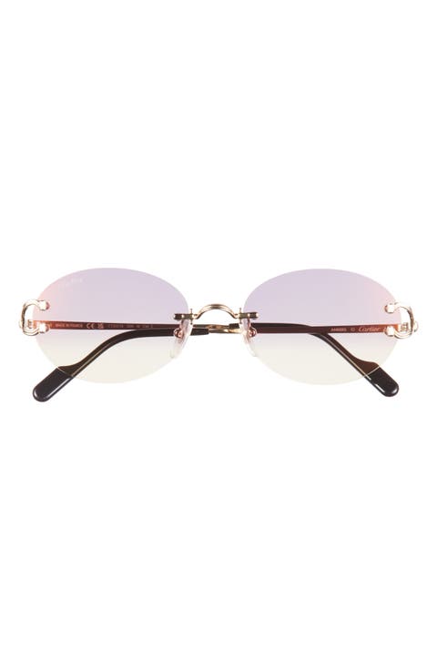 55mm Gradient Rimless Oval Sunglasses