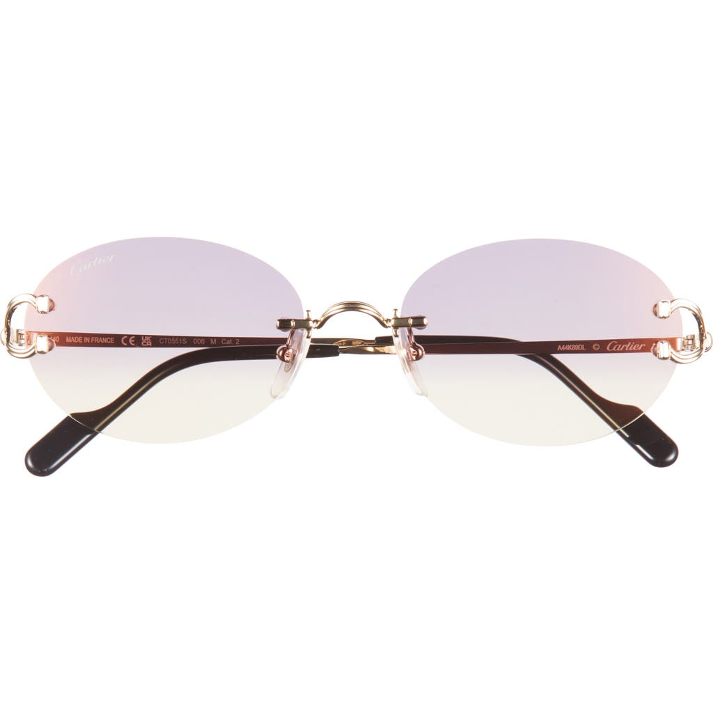 Cartier 55mm Gradient Rimless Oval Sunglasses in Gold/Violet Lens  product