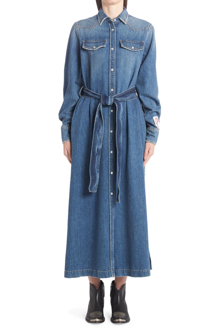 Dana Long Sleeve Denim Shirtdress, Alternate, color, BLUE