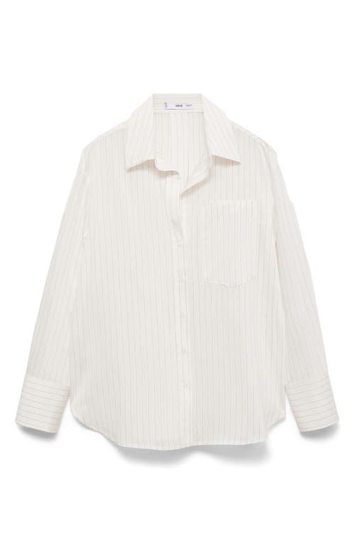 Mango Stripe Sheer Long-sleeve Button-up Shirt In White