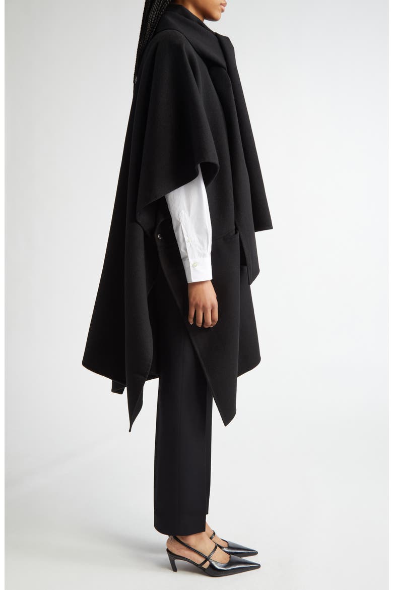 Double Face Wool Scarf Coat, Alternate, color, BLACK