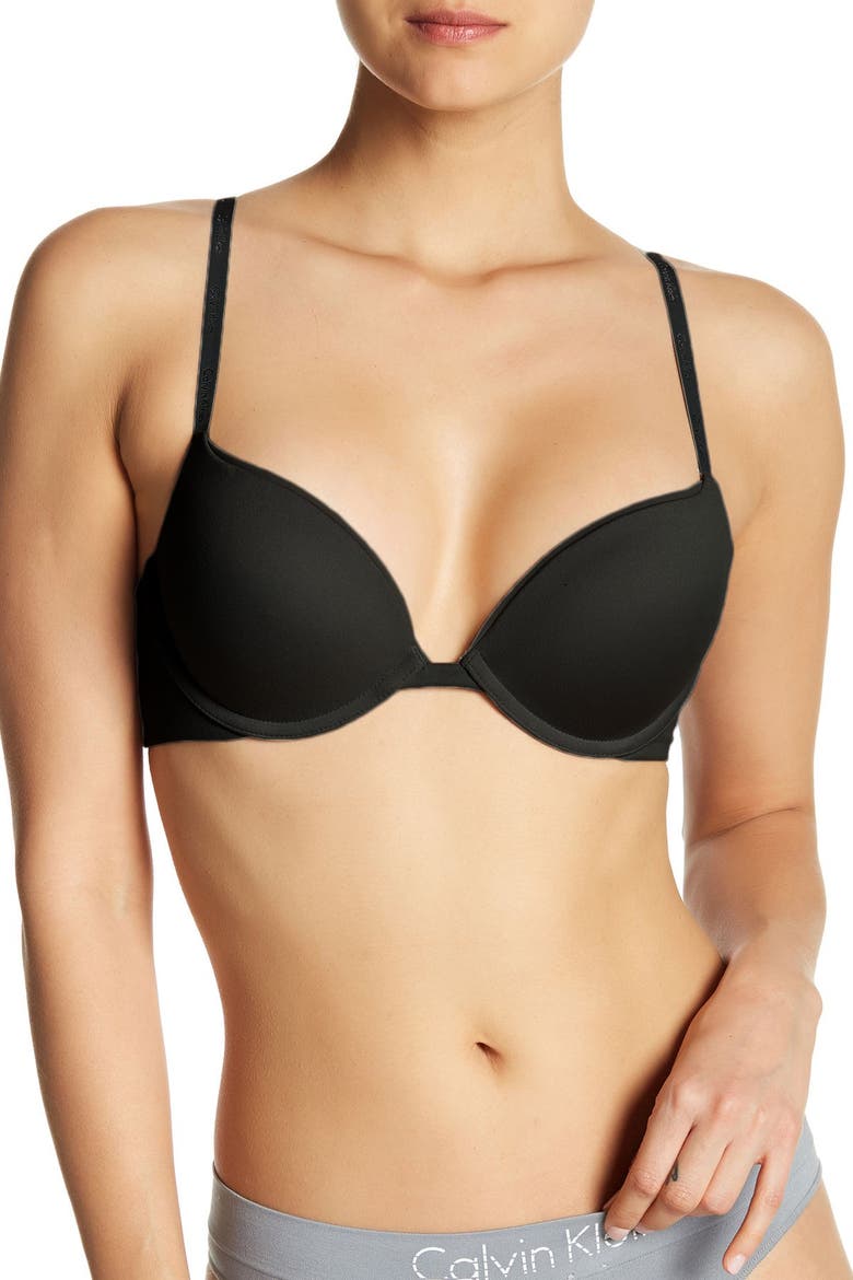 Push-up Underwire Plunge Bra, Main, color, BLACK