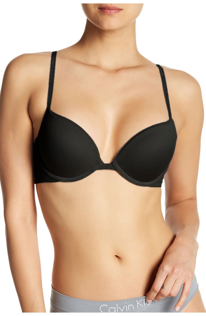 Calvin Klein Push-up Underwire Plunge Bra, Main, color, Black