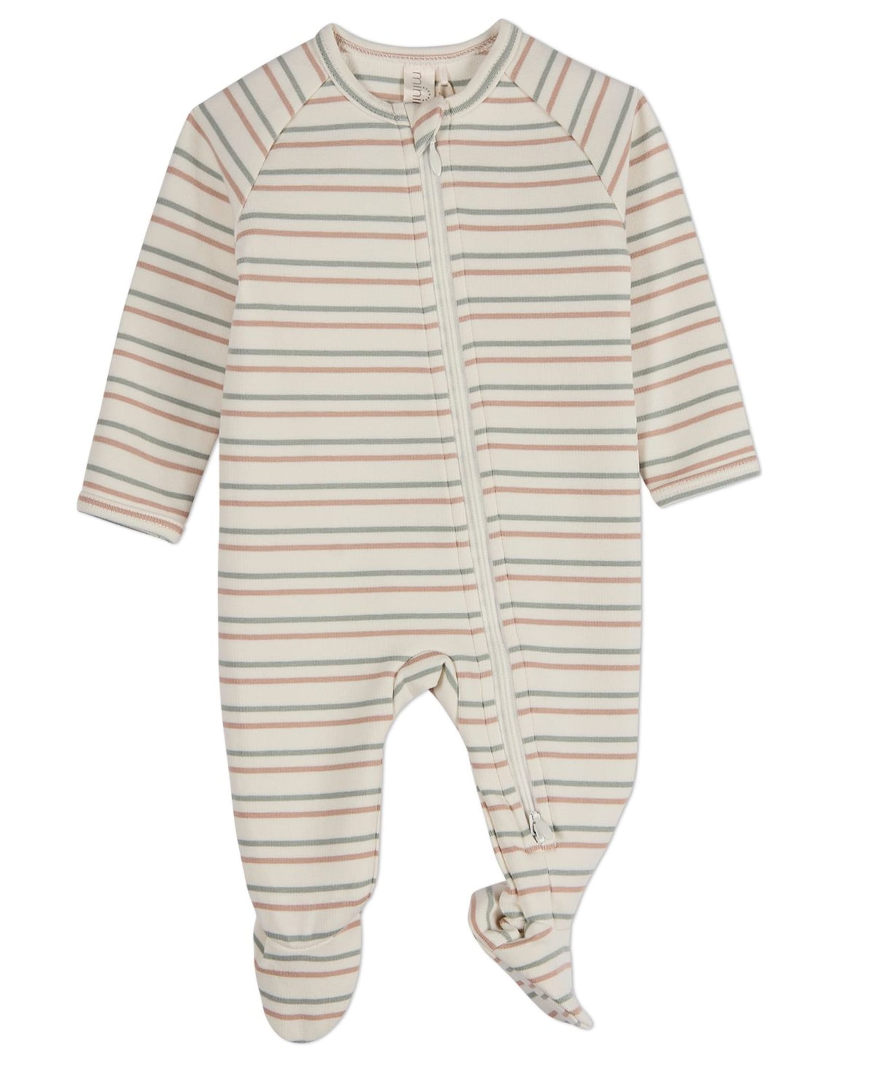 Minimoi Kids'  Cotton Rich 2 Way Zipper Footie In Green