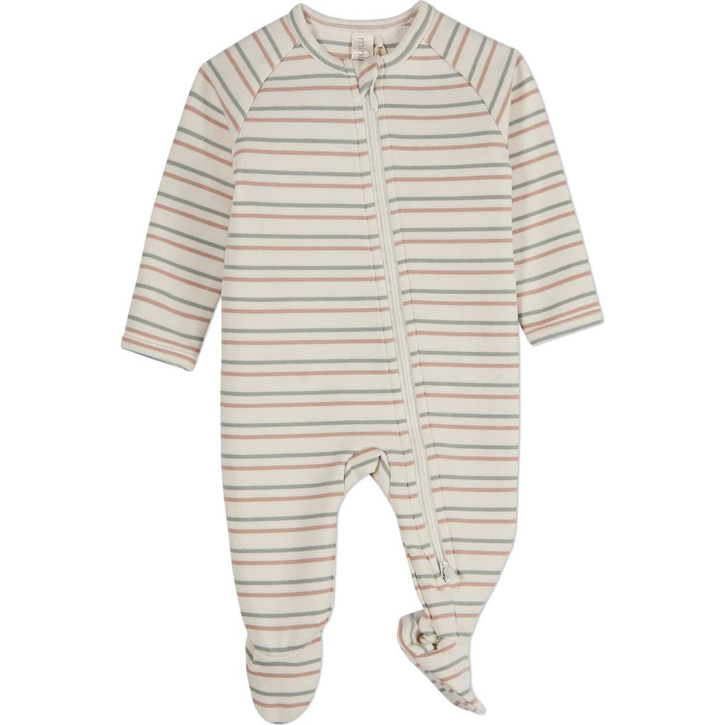 Minimoi Kids' Cotton Rich 2 Way Zipper Footie In Green