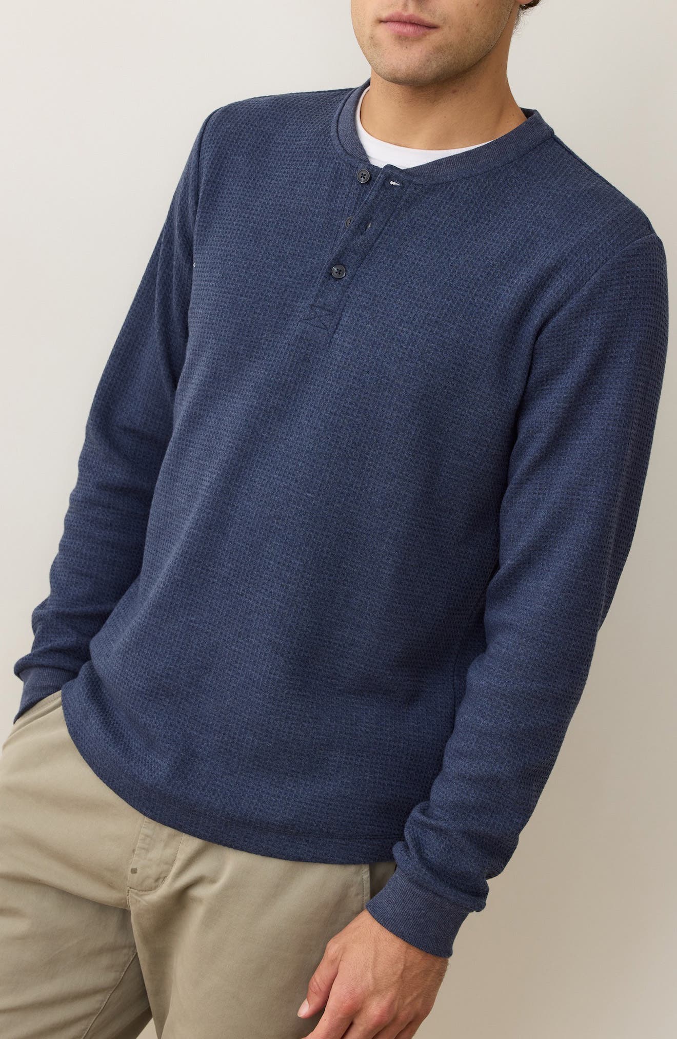 Long Sleeve Waffle Henley