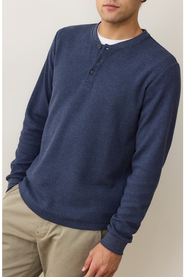 Long Sleeve Waffle Henley, Main, color, BLUE