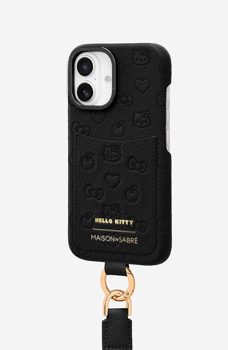 MAISON de SABRÉ Sling Phone Case, Alternate, color, Black Caviar (Hello Kitty)