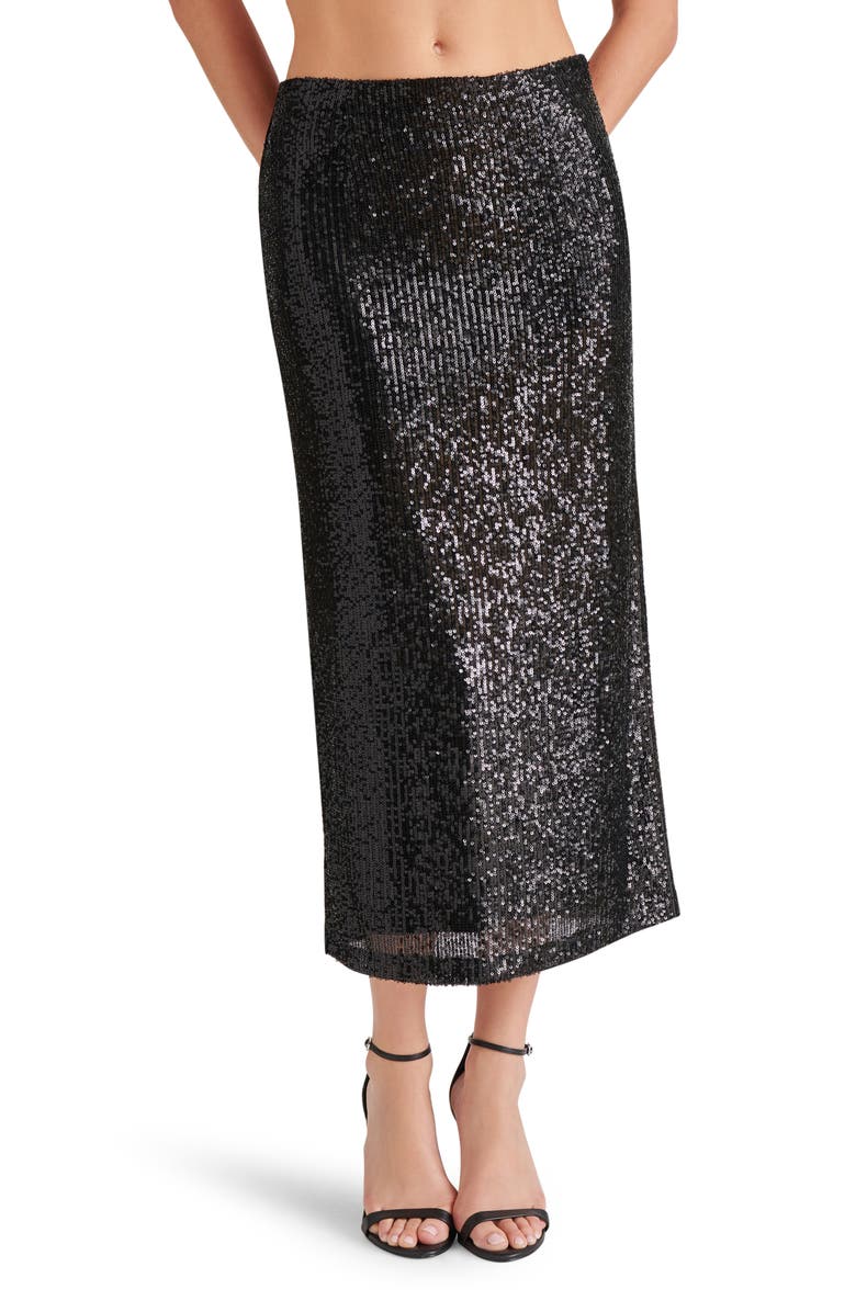 Steve Madden Sequin Column Midi Skirt, Main, color, Black