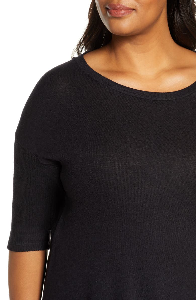 Bobeau Renee Cozy Rib Contrast Detail Top, Alternate, color, 