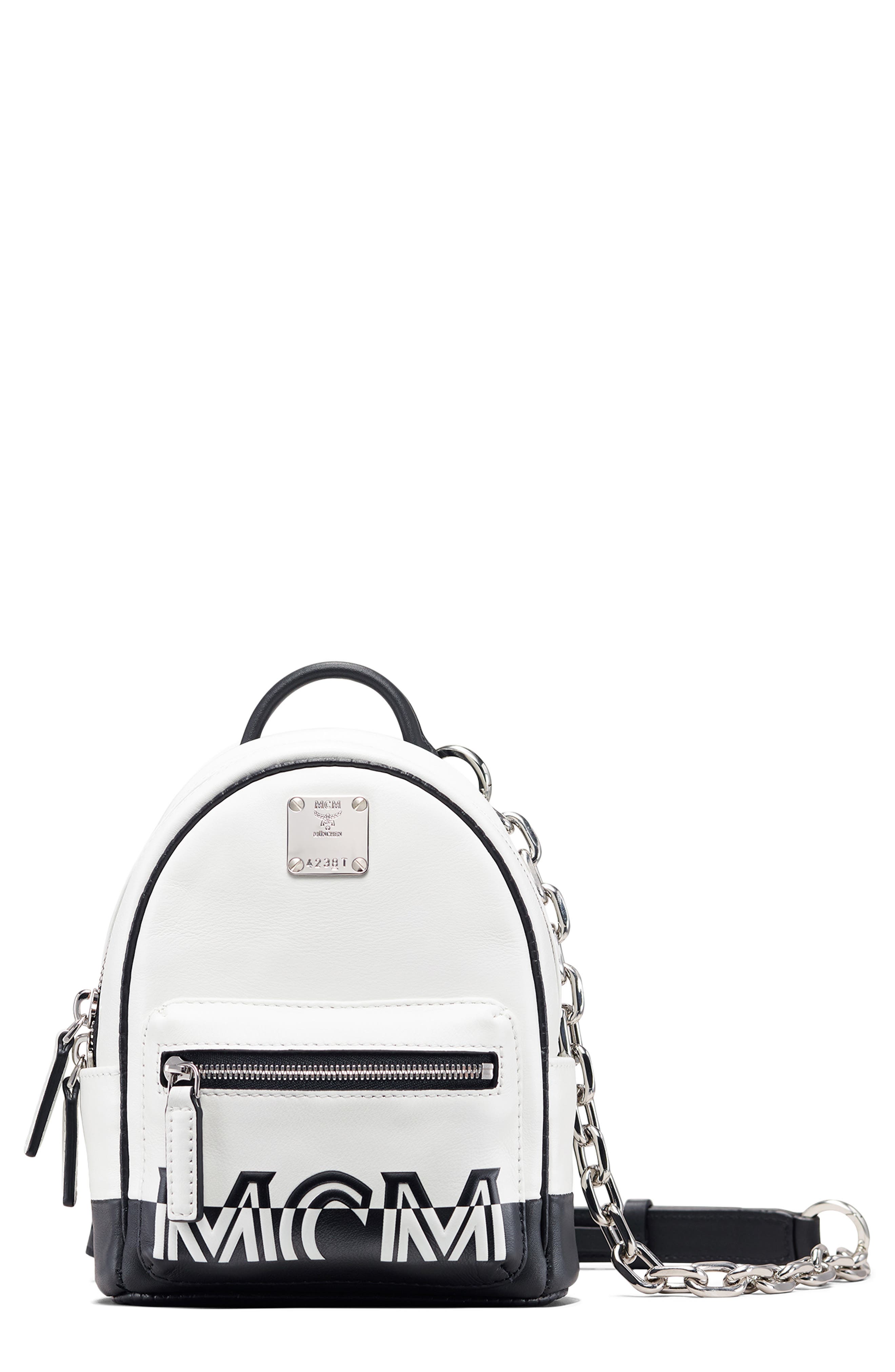 MCM Mini Contrast Logo Leather Crossbody Bag, Main, color, 