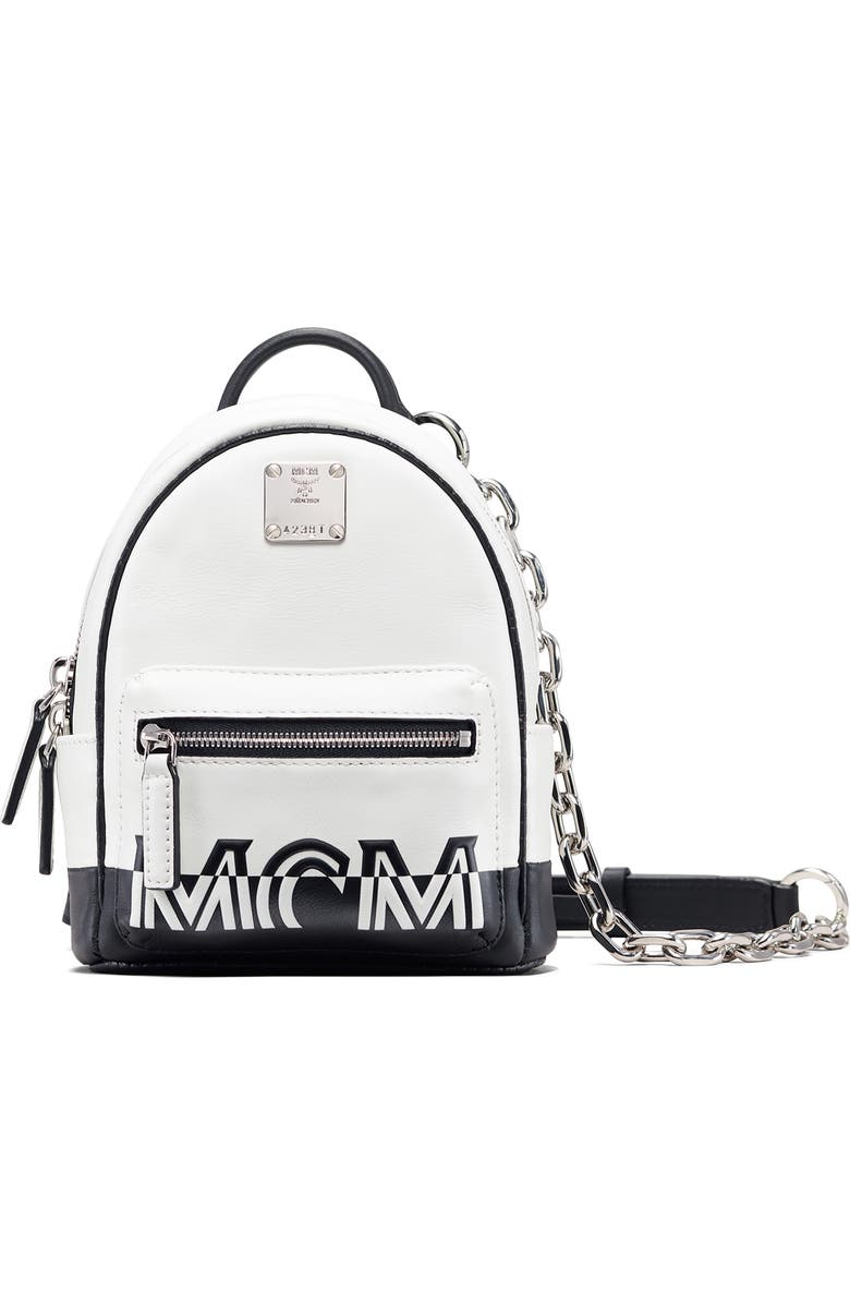 MCM Mini Contrast Logo Leather Crossbody Bag, Main, color,