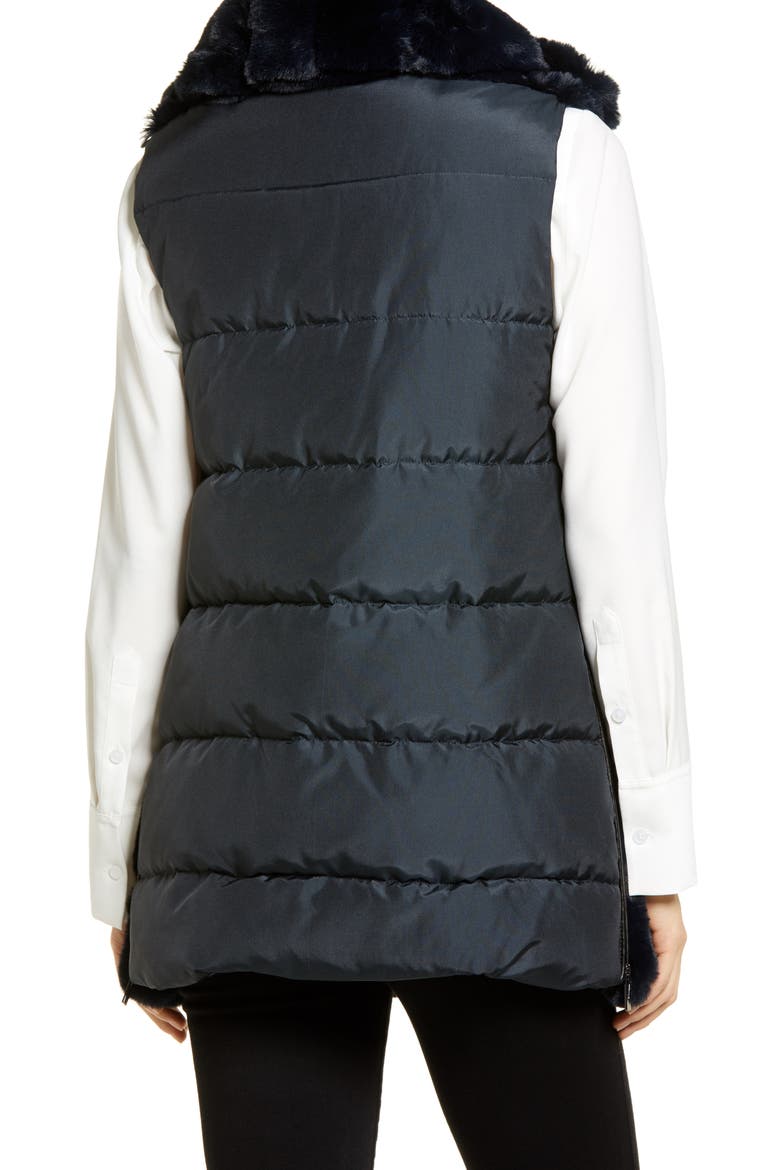 Hooded Faux Fur Vest, Alternate, color, NAVY