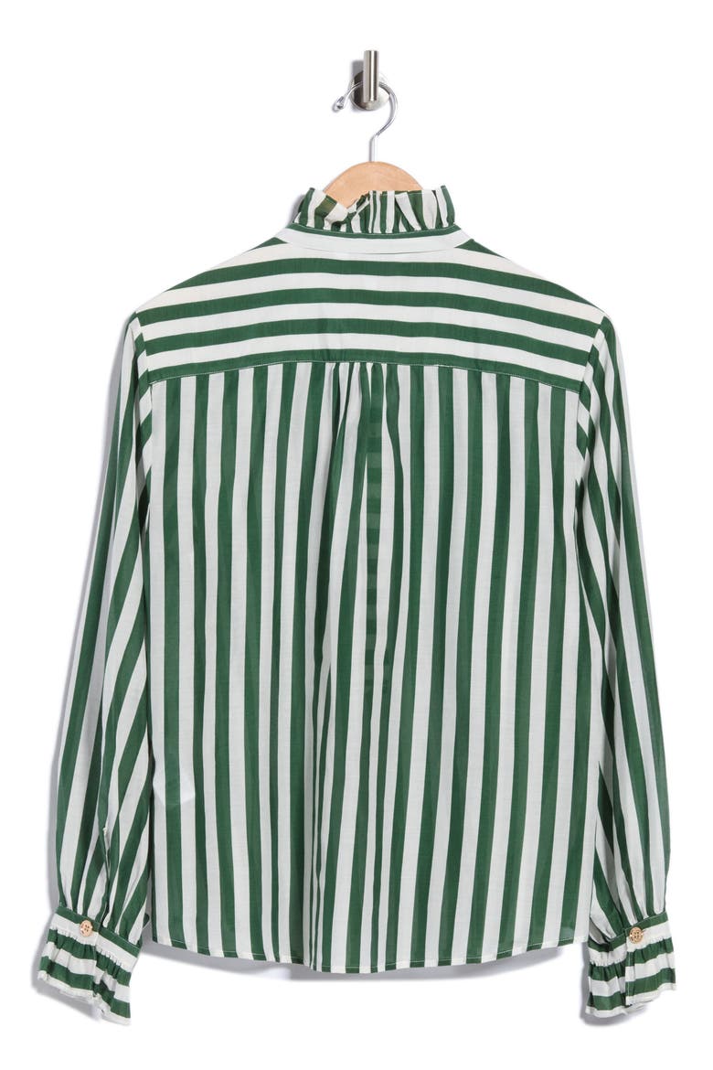 Camille Frill Cotton-Silk Blend Top, Alternate, color, MUL-GREEN/ WHITE