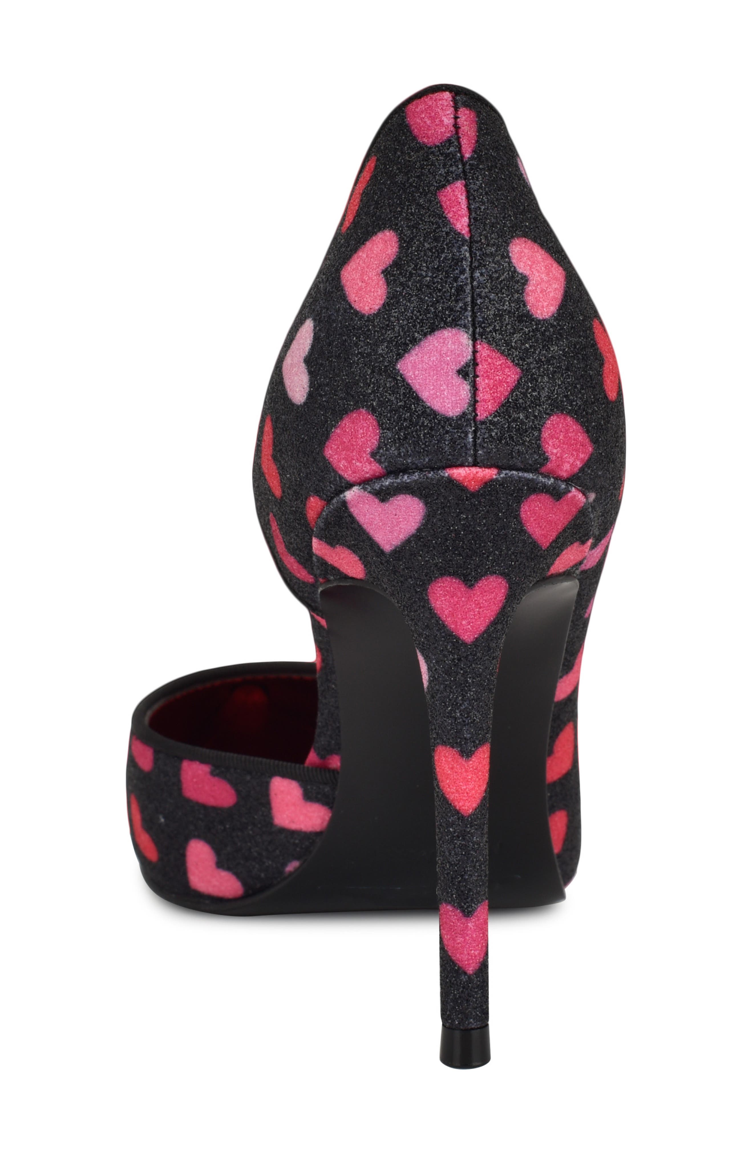 Nine West Folowe Half d'Orsay Pump, Alternate, color, Black With Pink Hearts