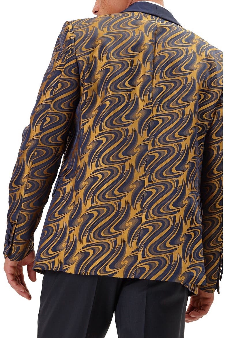 Psychedelic Texture Tuxedo Jacket, Alternate, color, NAVY GOLD