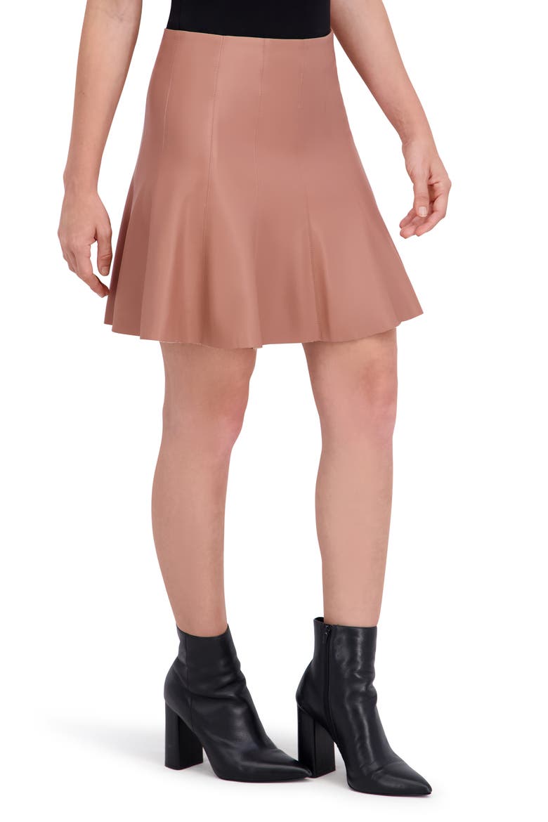 Supersoft Faux Leather Flounced Miniskirt, Alternate, color, MOCHA
