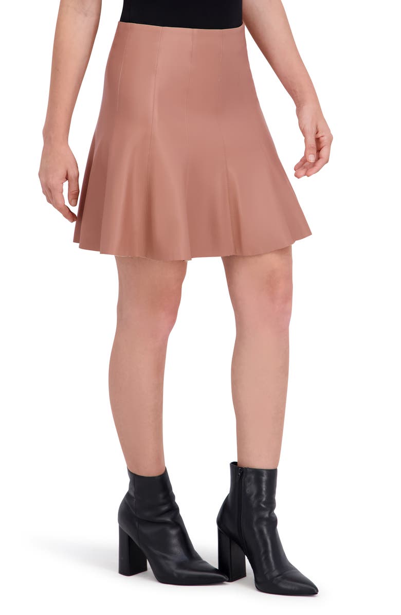 Ookie & Lala Supersoft Faux Leather Flounced Miniskirt, Alternate, color, Mocha