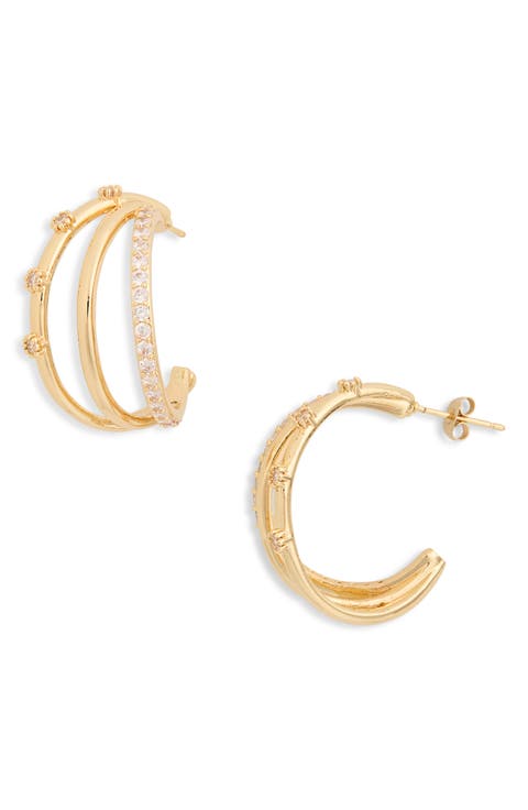 CZ Multi Band Hoop Earrings