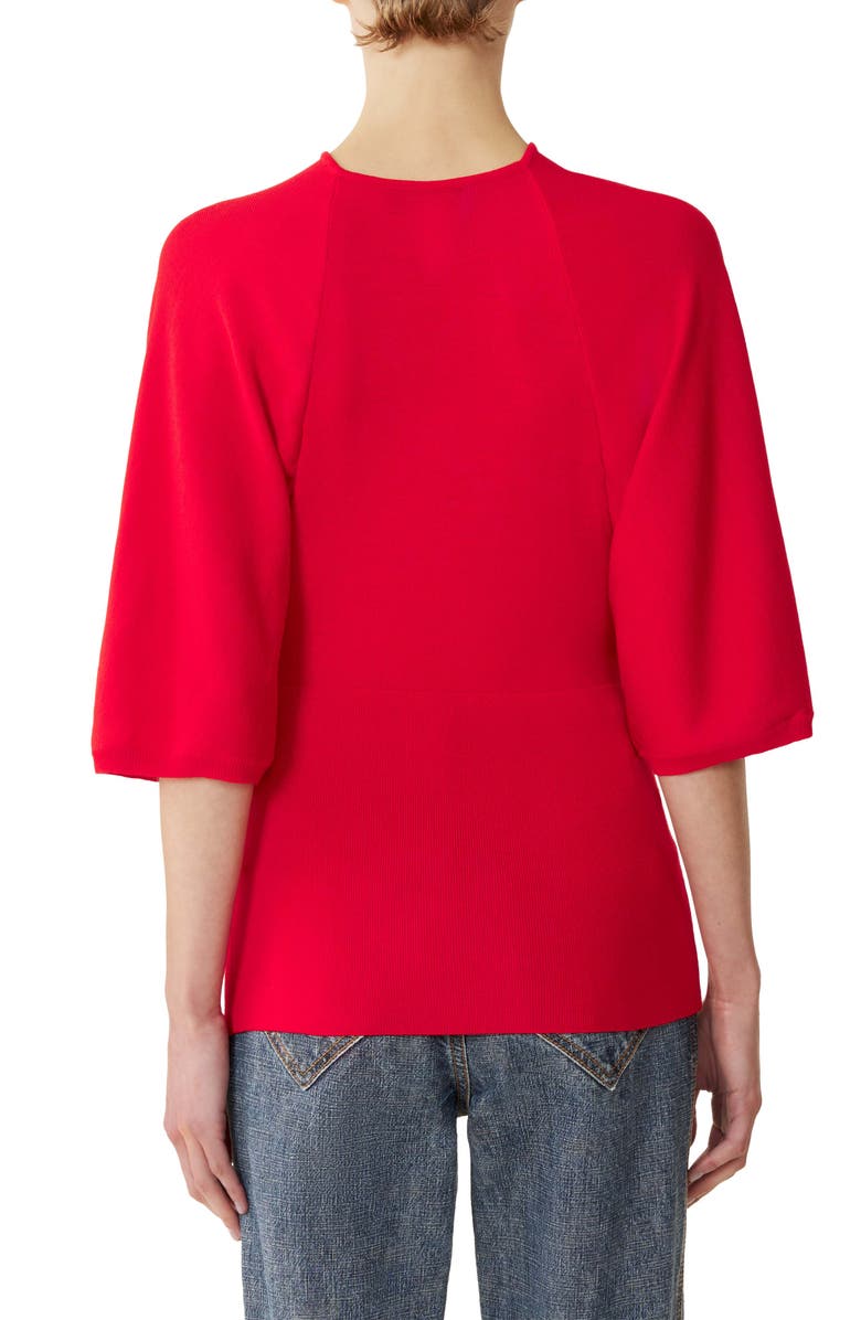 Lanvin Merino Wool Sweater With Bow Detail, Alternate, color, Poppy Red