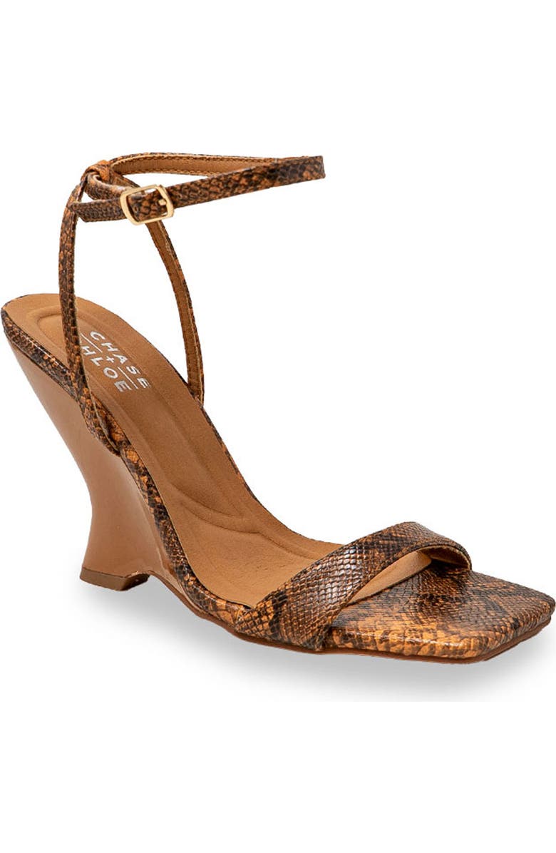 CHASE AND CHLOE Alia Wedge Sandal, Main, color, Snake
