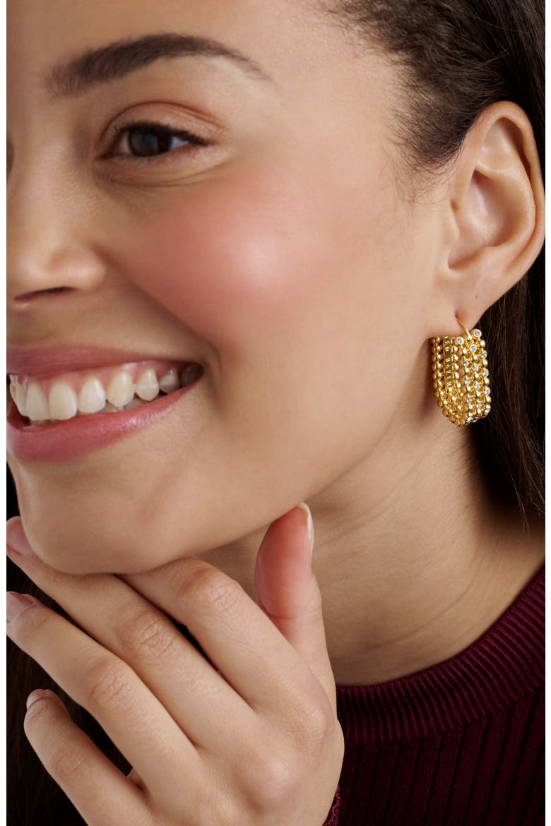 Bollie Crystal Bobble Hoop Earrings, Alternate, color, GOLD TONE / CLEAR CRYSTAL