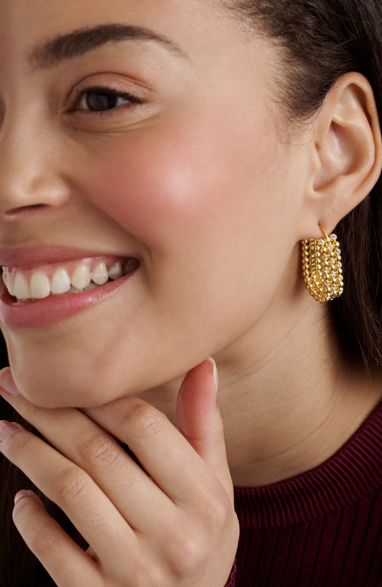 Ted Baker Bollie Crystal Bobble Hoop Earrings, Alternate, color, Gold Tone / Clear Crystal