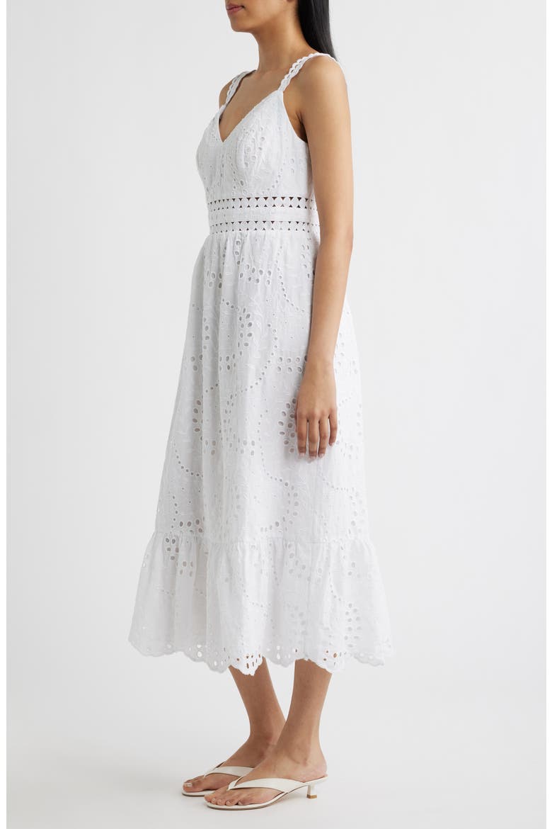 Tiah Eyelet Midi Dress, Alternate, color, RESORT WHITE