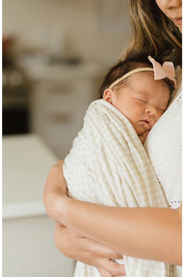 2-Pack Knit Swaddle, Alternate, color, TAN GINGHAM