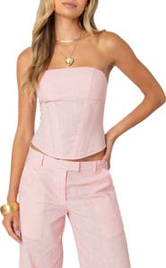 EDIKTED Arya Linen Look Corset Top