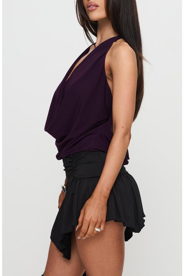 Carefree Days Plunge Cowl Neck Halter Top, Alternate, color, PURPLE