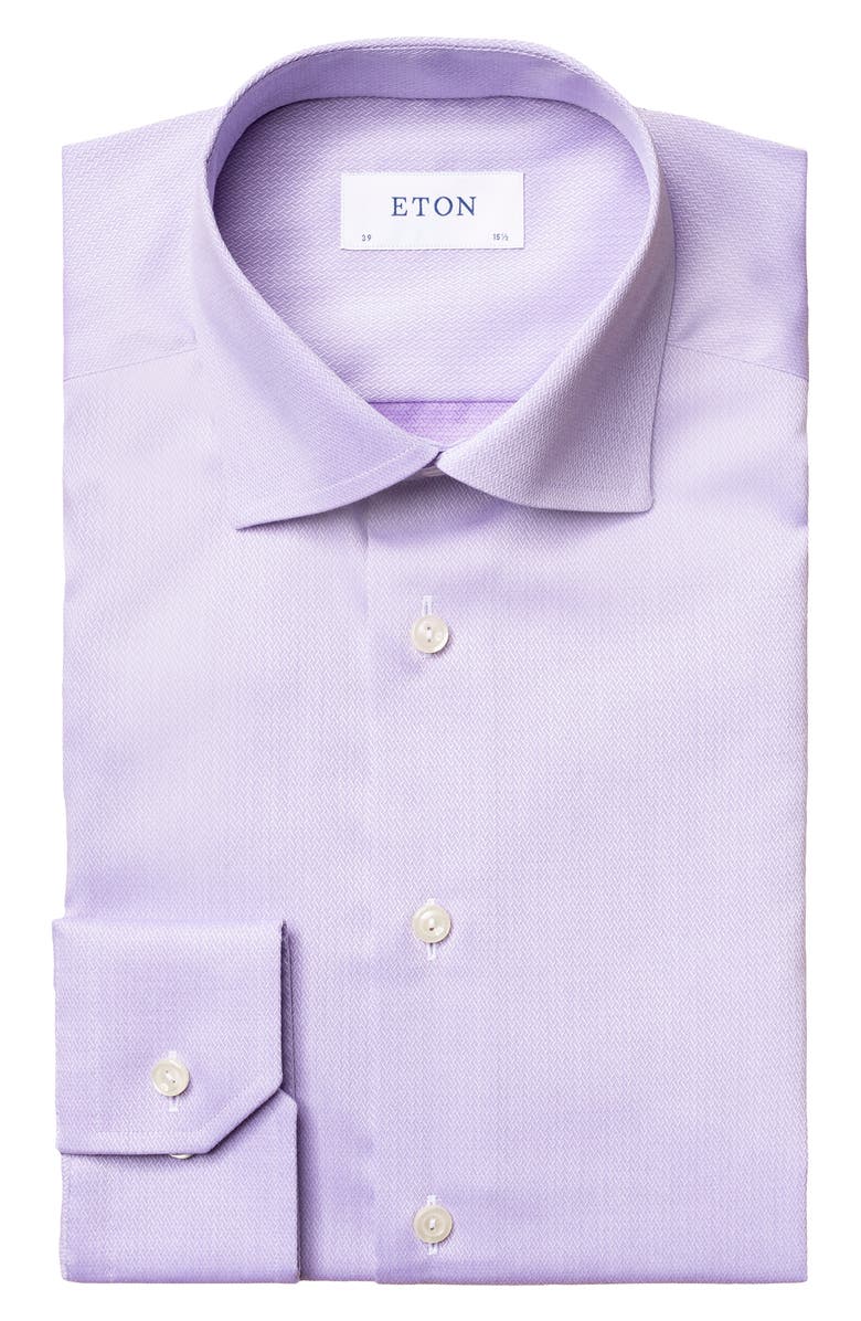 Eton Slim Fit Textured Solid Dress Shirt, Main, color,