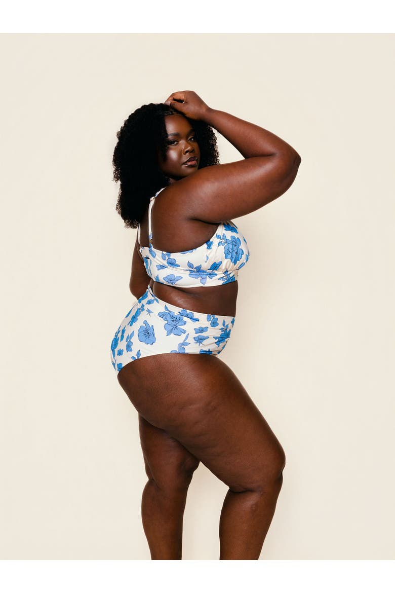 High Hip Crossover Bikini Bottom with Full Coverage, Alternate, color, Blue Floral