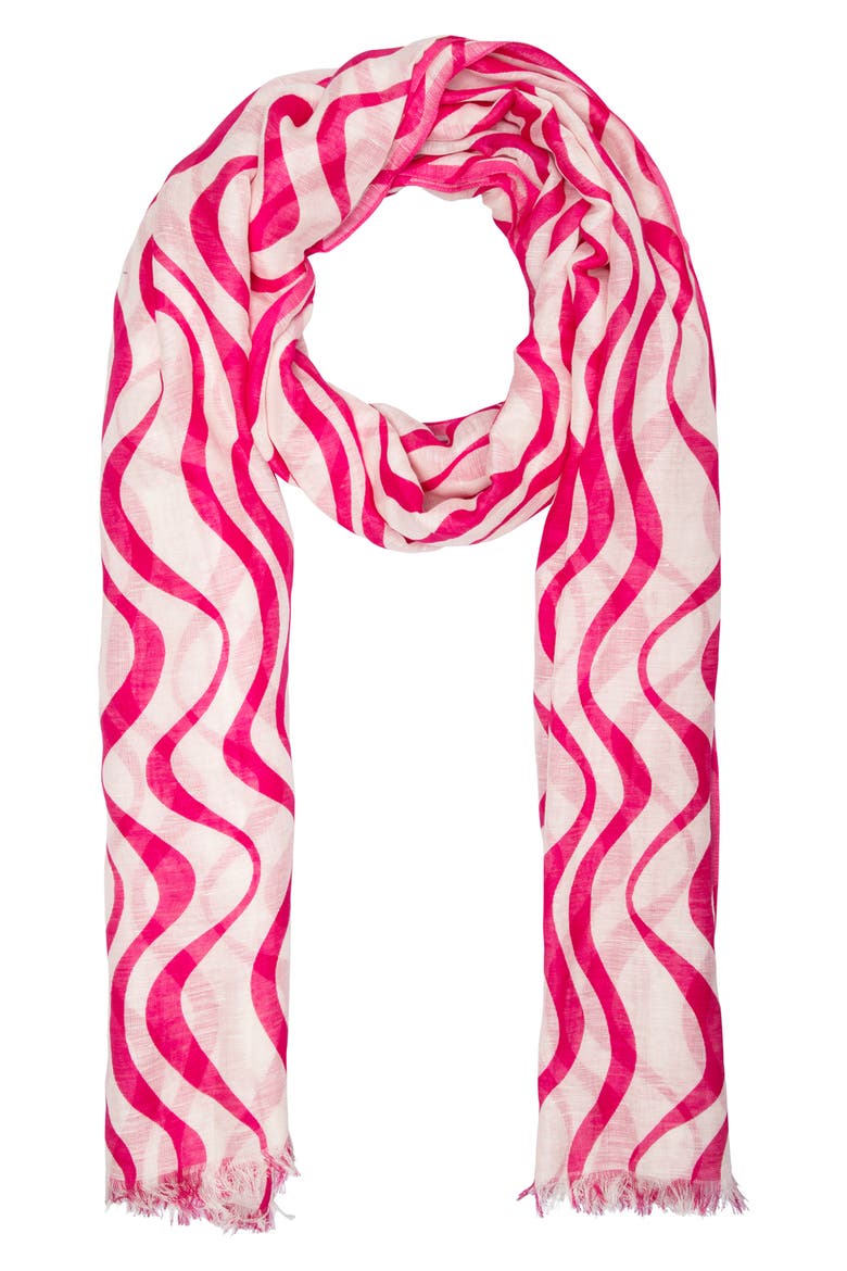 cabana wave yarn dyed fringe scarf, Main, color, CREAM ROSEJAM