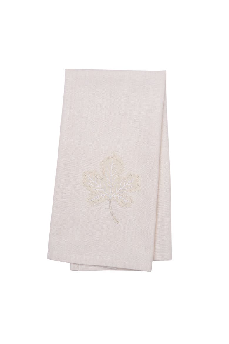 Neutral Maple Leaves Towel, Main, color, White