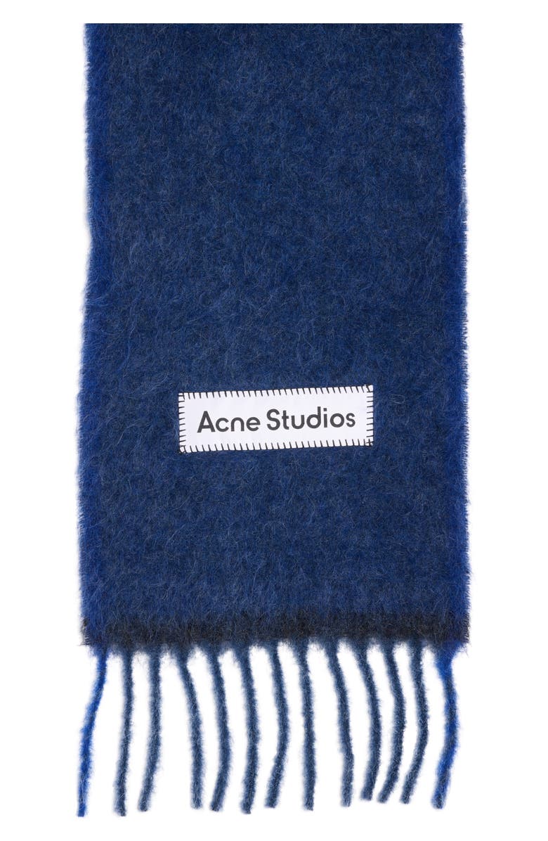 Acne Studios Valley Fringe Scarf, Alternate, color, Dark Navy/ Black
