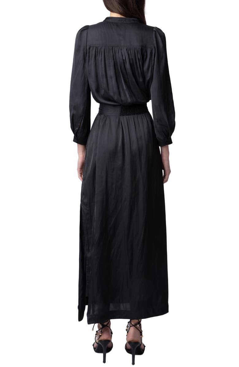 Zadig & Voltaire Ritchil Long Sleeve Satin Shirtdress, Alternate, color, 
