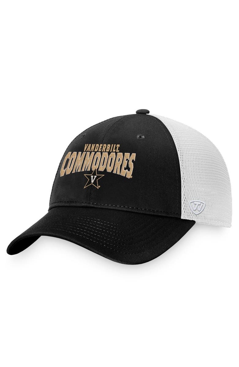 TOP OF THE WORLD Men's Top of the World Black/White Vanderbilt Commodores Breakout Trucker Snapback Hat, Main, color, 