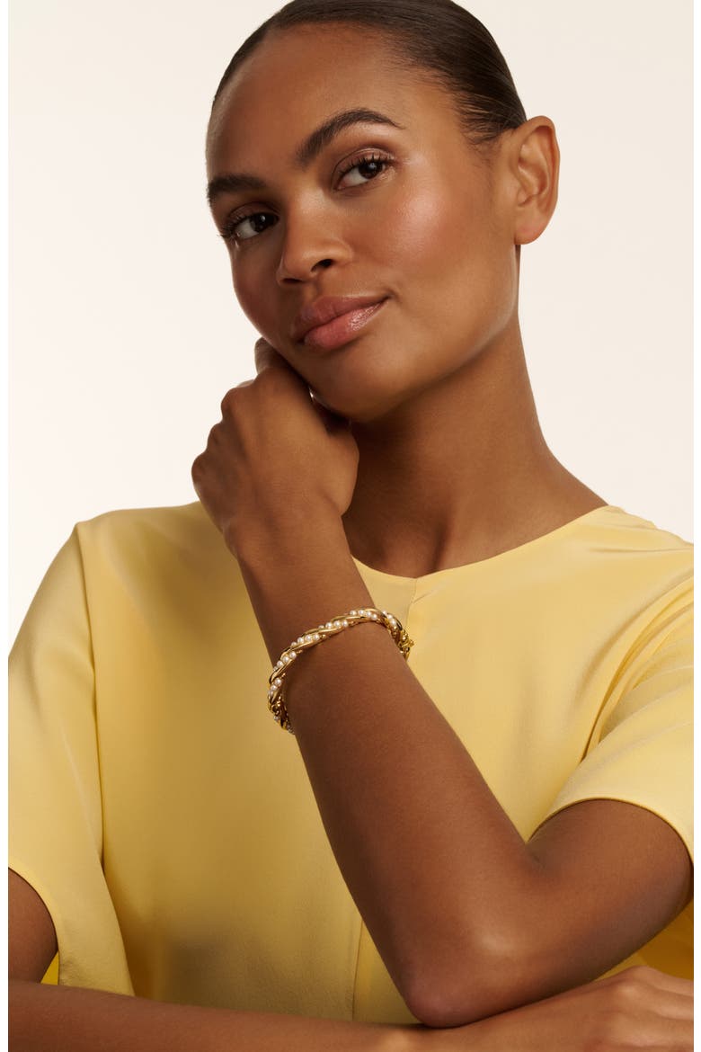 Tilaa Twisted Faux Pearl Cuff Bracelet, Alternate, color, GOLD TONE PEARL