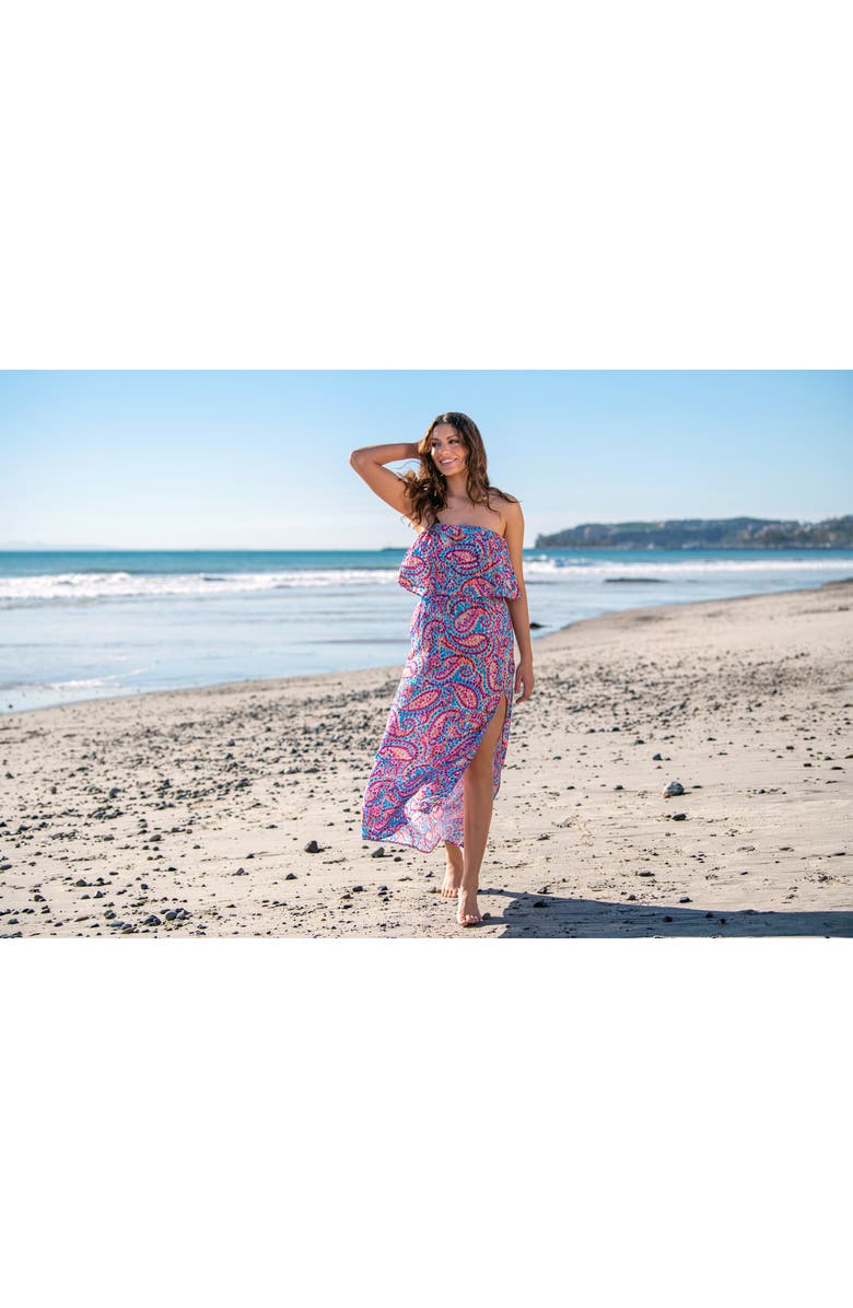 La Blanca Pebble Bandeau Strapless Cover-Up Dress, Alternate, color,