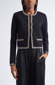 ST. JOHN Helen Braided Trim Knit Jacket