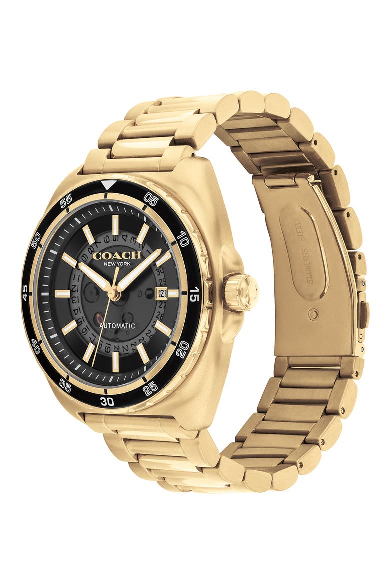 Charter Automatic Bracelet Watch, 44.5mm, Alternate, color, BLACK/ YELLOW GOLD