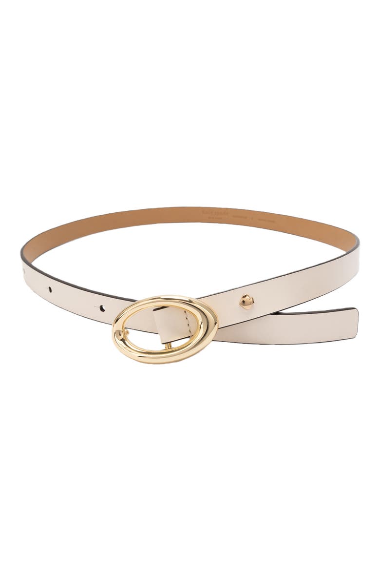 oval molten buckle leather belt, Alternate, color, CREAM