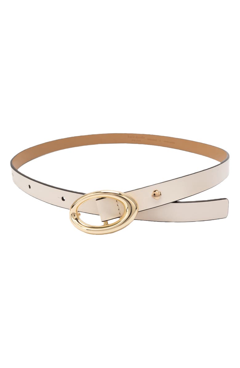 Kate Spade New York oval molten buckle leather belt, Alternate, color, Cream