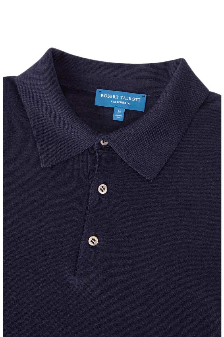 Henson Wool Silk Fine Gauge Jersey Long Sleeve Polo, Alternate, color, Navy