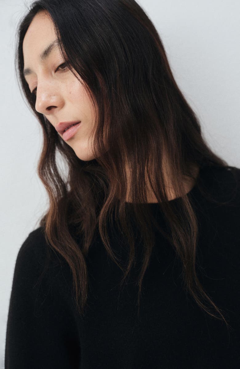 MANGO Selection Crewneck Cashmere Sweater, Alternate, color, Black