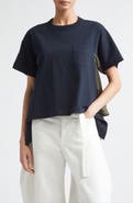 Sacai Mixed Media Cotton Jersey & Satin Pocket T-Shirt